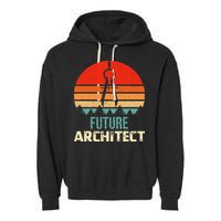 Retro Future Architect Compass Architecture Student Garment-Dyed Fleece Hoodie