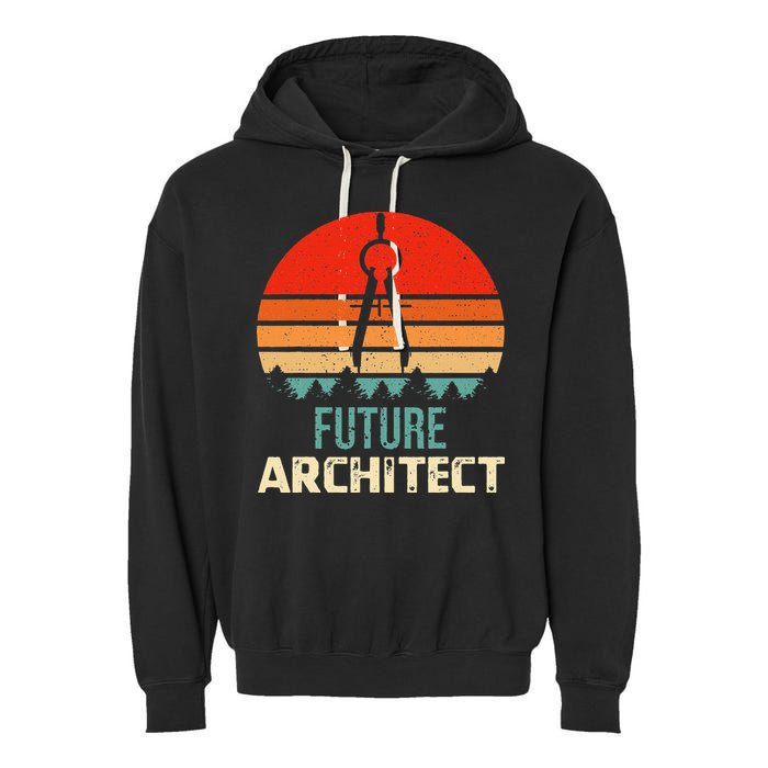 Retro Future Architect Compass Architecture Student Garment-Dyed Fleece Hoodie