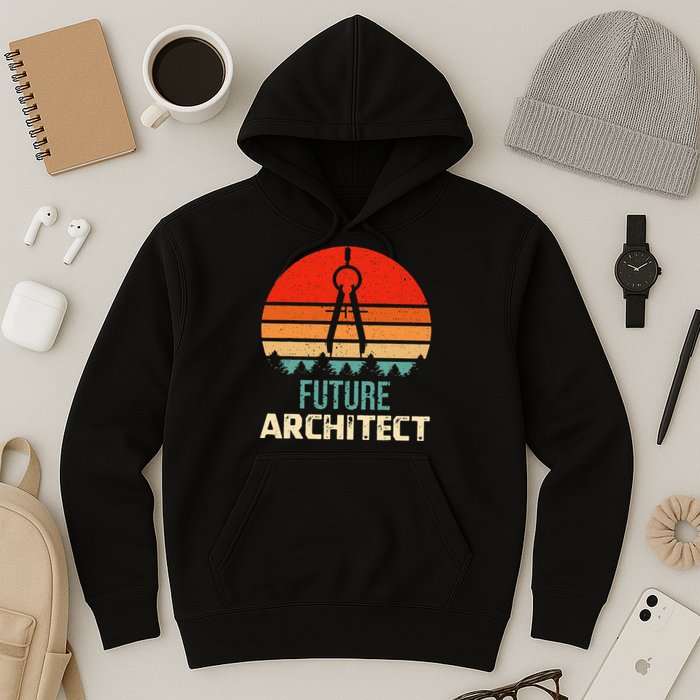 Retro Future Architect Compass Architecture Student Hoodie