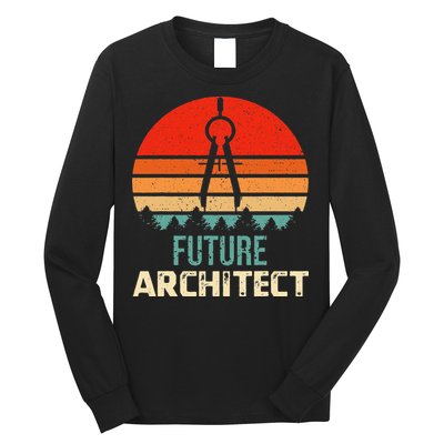 Retro Future Architect Compass Architecture Student Long Sleeve Shirt