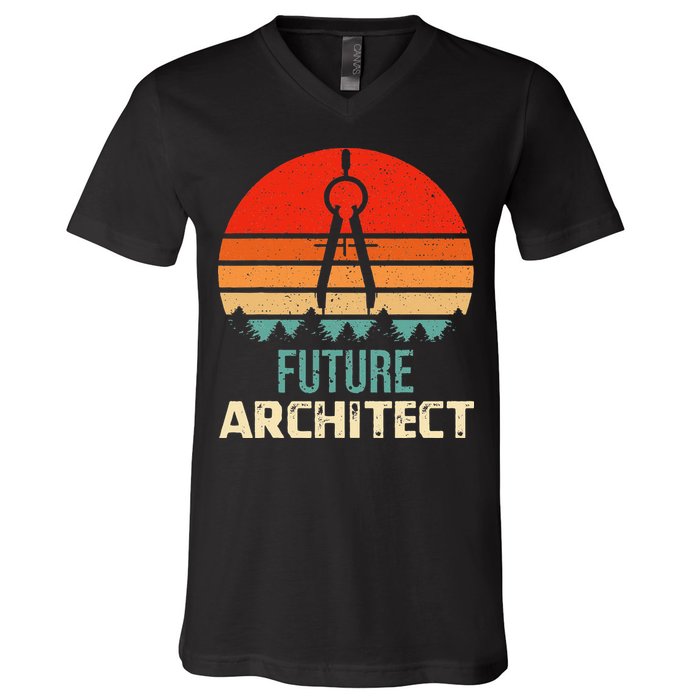 Retro Future Architect Compass Architecture Student V-Neck T-Shirt