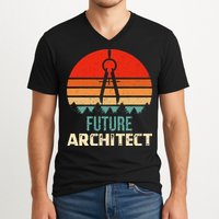 Retro Future Architect Compass Architecture Student V-Neck T-Shirt