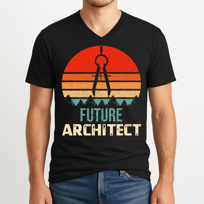 Retro Future Architect Compass Architecture Student V-Neck T-Shirt
