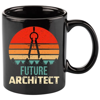 Retro Future Architect Compass Architecture Student 11oz C Handle Ceramic Mug