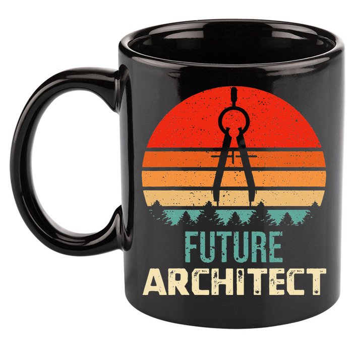 Retro Future Architect Compass Architecture Student 11oz C Handle Ceramic Mug