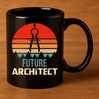 Retro Future Architect Compass Architecture Student 11oz C Handle Ceramic Mug