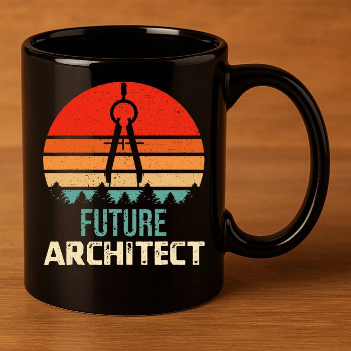 Retro Future Architect Compass Architecture Student 11oz C Handle Ceramic Mug