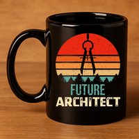 Retro Future Architect Compass Architecture Student 11oz C Handle Ceramic Mug