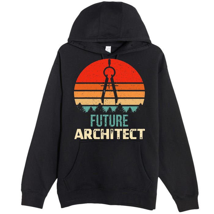 Retro Future Architect Compass Architecture Student Premium Pullover Hoodie