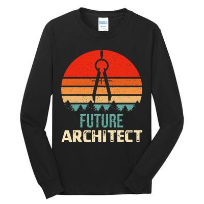 Retro Future Architect Compass Architecture Student Tall Long Sleeve T-Shirt