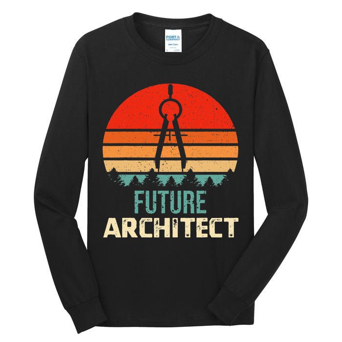Retro Future Architect Compass Architecture Student Tall Long Sleeve T-Shirt