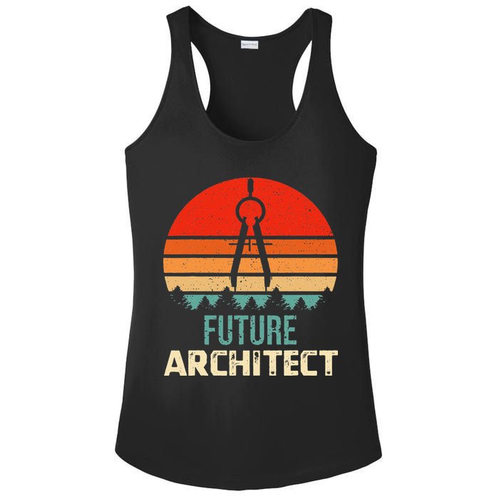 Retro Future Architect Compass Architecture Student Ladies PosiCharge Competitor Racerback Tank