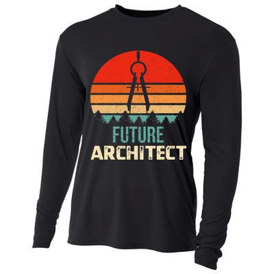 Retro Future Architect Compass Architecture Student Cooling Performance Long Sleeve Crew