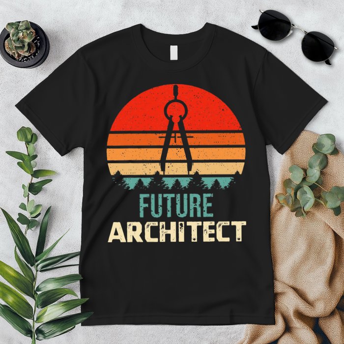 Retro Future Architect Compass Architecture Student Premium T-Shirt