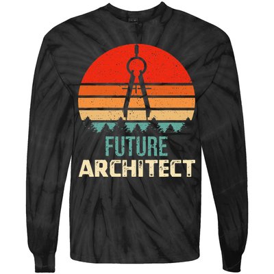 Retro Future Architect Compass Architecture Student Tie-Dye Long Sleeve Shirt