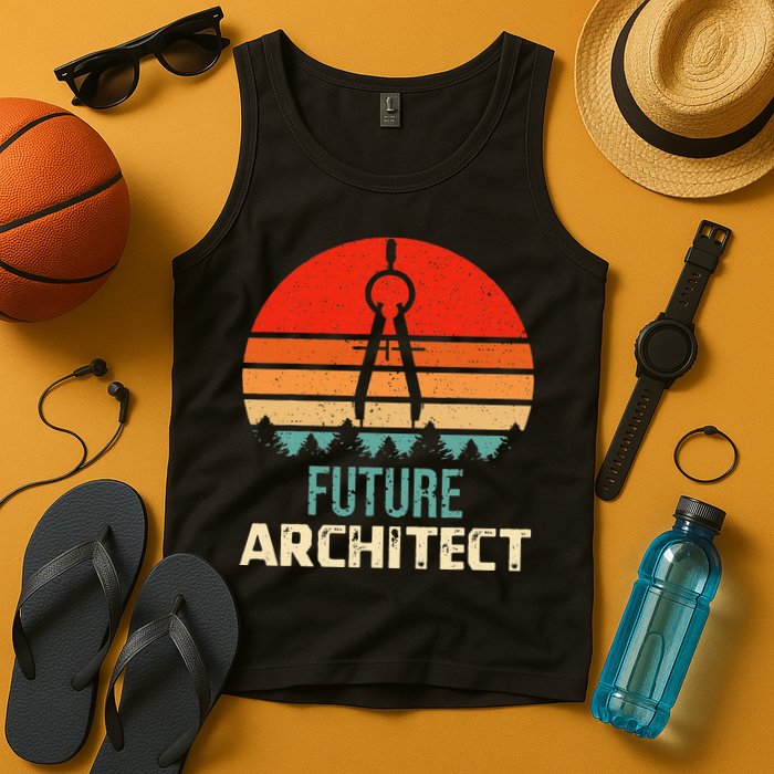 Retro Future Architect Compass Architecture Student Tank Top