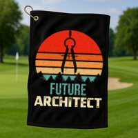 Retro Future Architect Compass Architecture Student Golf Towel
