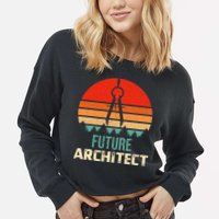 Retro Future Architect Compass Architecture Student Cropped Pullover Crew