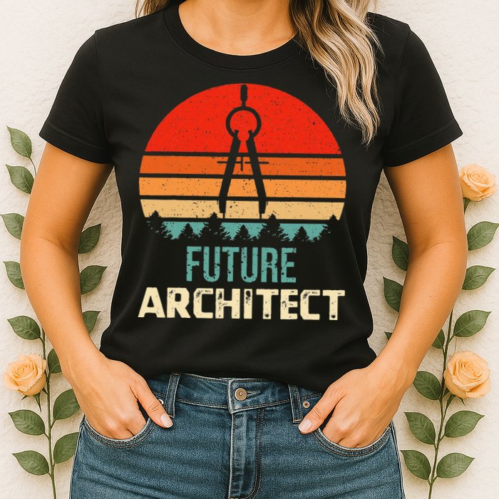 Retro Future Architect Compass Architecture Student Womens T-Shirt
