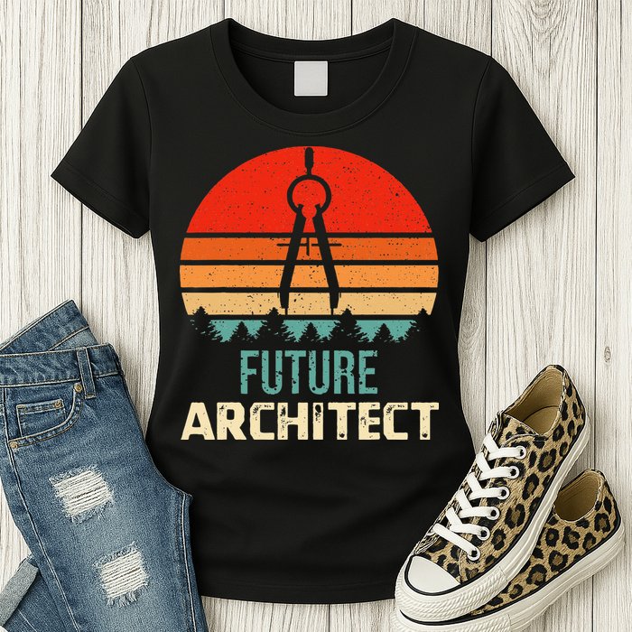Retro Future Architect Compass Architecture Student Womens T-Shirt