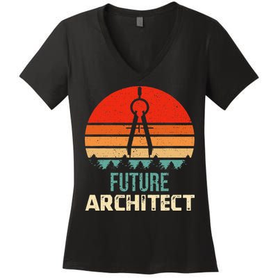 Retro Future Architect Compass Architecture Student Women's V-Neck T-Shirt