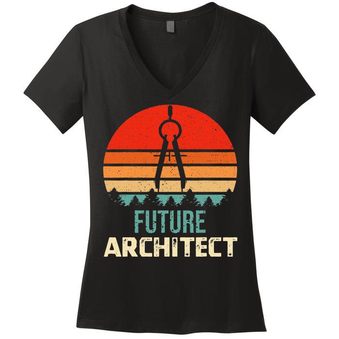 Retro Future Architect Compass Architecture Student Women's V-Neck T-Shirt