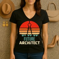 Retro Future Architect Compass Architecture Student Women's V-Neck T-Shirt
