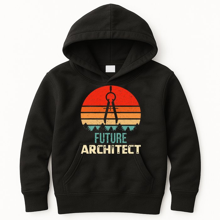 Retro Future Architect Compass Architecture Student Kids Hoodie