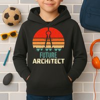 Retro Future Architect Compass Architecture Student Kids Hoodie