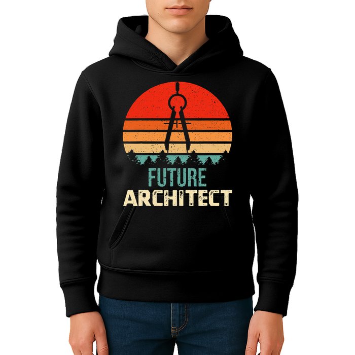 Retro Future Architect Compass Architecture Student Kids Hoodie