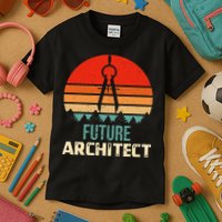Retro Future Architect Compass Architecture Student Kids T-Shirt