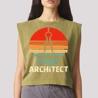 Retro Future Architect Compass Architecture Student Garment-Dyed Women's Muscle Tee