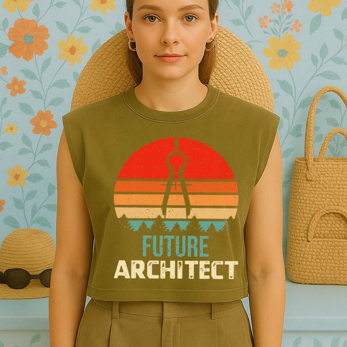 Retro Future Architect Compass Architecture Student Garment-Dyed Women's Muscle Tee