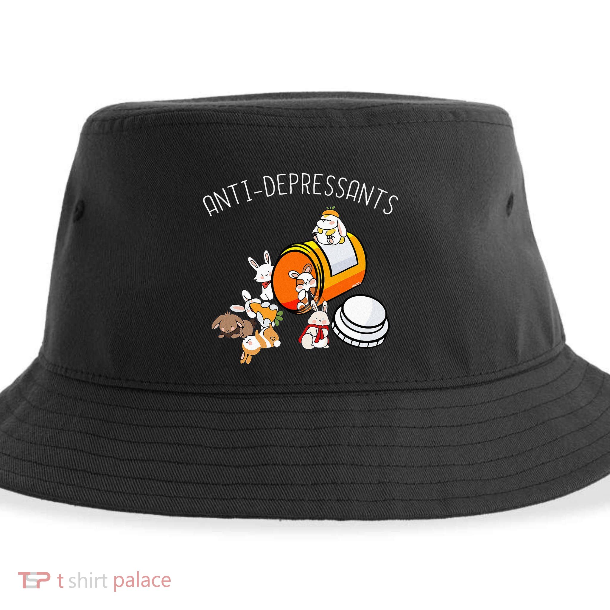 Rabbit Funny Antidepressants Gift Idea Bunny Sustainable Bucket Hat