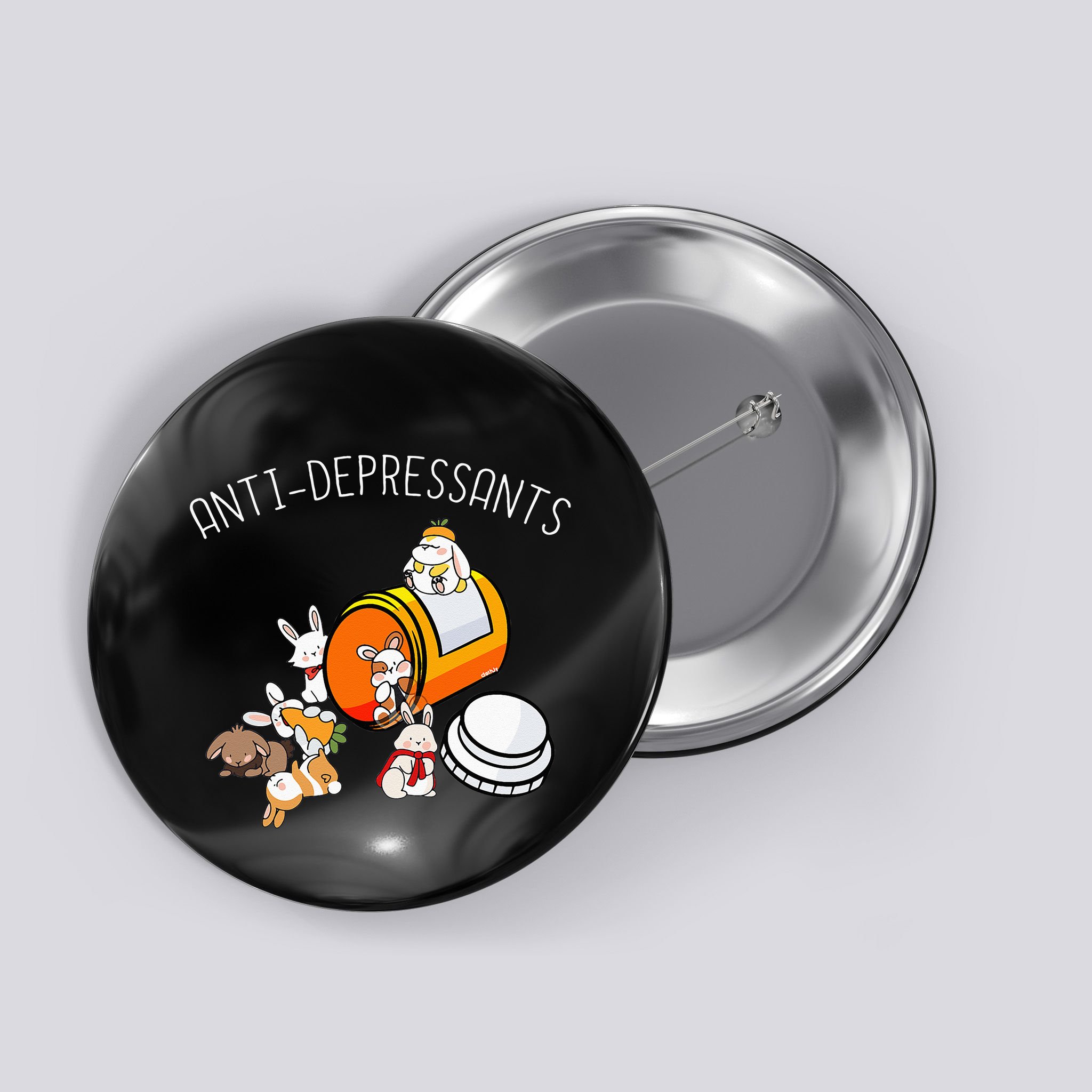 Rabbit Funny Antidepressants Gift Idea Bunny Button