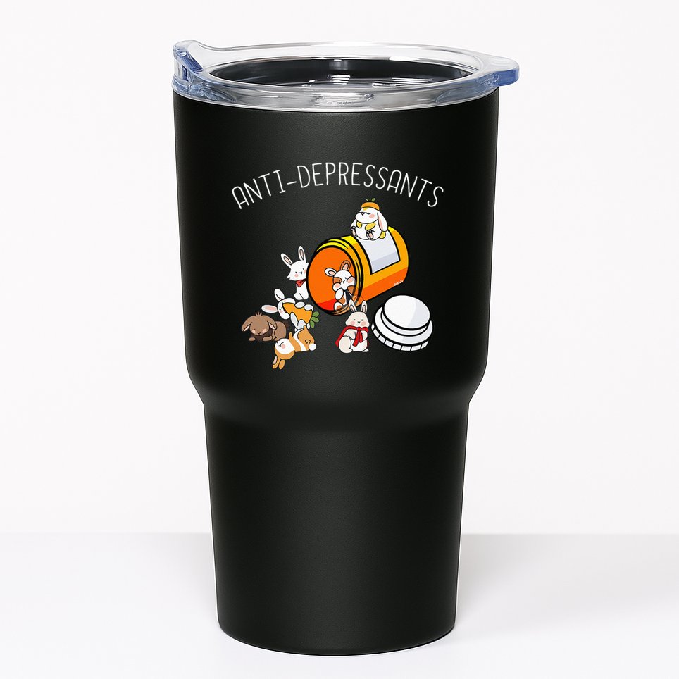 Rabbit Funny Antidepressants Gift Idea Bunny Tumbler