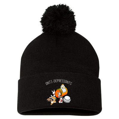 Rabbit Funny Antidepressants Gift Idea Bunny Pom Pom 12in Knit Beanie