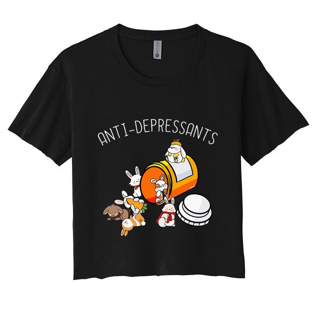 Rabbit Funny Antidepressants Gift Idea Bunny Crop Top