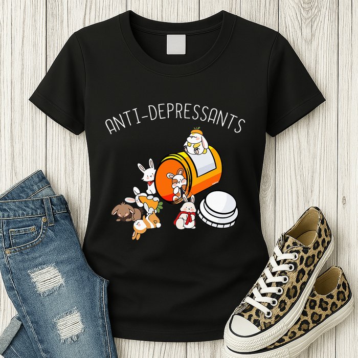 Rabbit Funny Antidepressants Gift Idea Bunny Womens T-Shirt