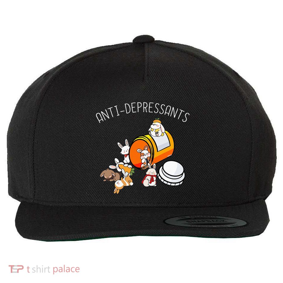 Rabbit Funny Antidepressants Gift Idea Bunny Wool Snapback Cap