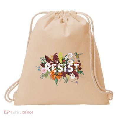 Resist Floral Anti Trump Political Protest Drawstring Bag