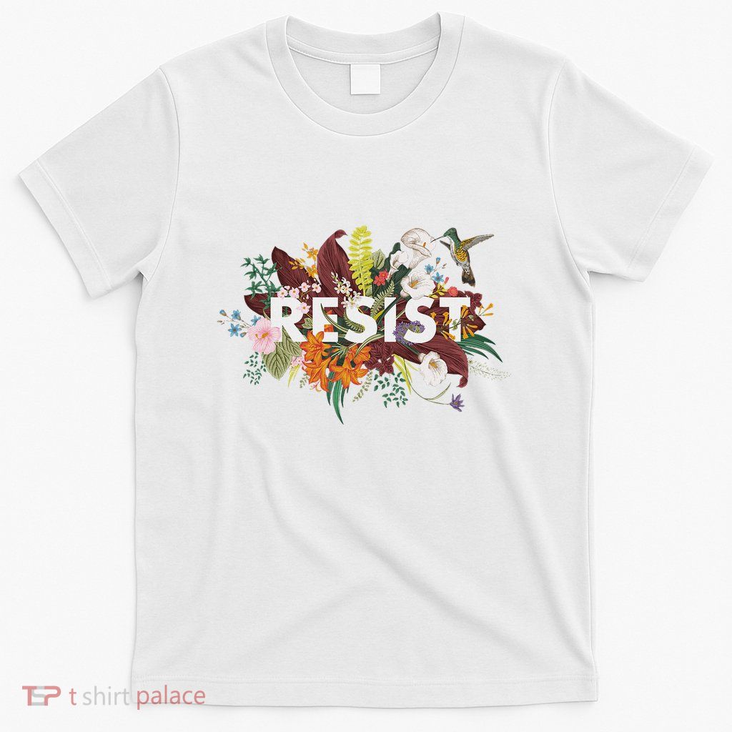 Resist Floral Anti Trump Political Protest T-Shirt