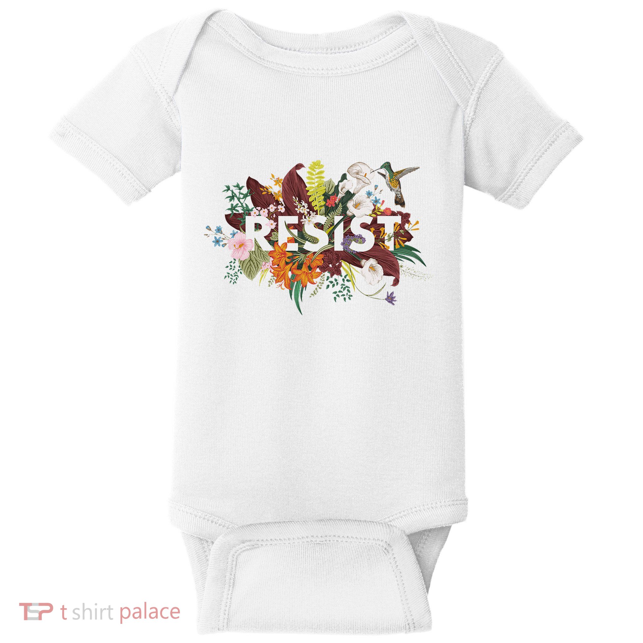 Resist Floral Anti Trump Political Protest Baby Bodysuit