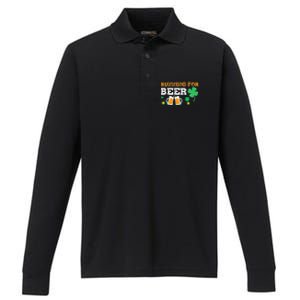 Running For Beer Funny St Patrick's Day Irish Performance Long Sleeve Polo