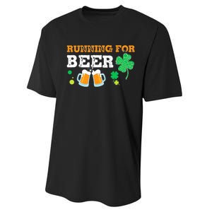 Running For Beer Funny St Patrick's Day Irish Performance Sprint T-Shirt