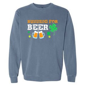 Running For Beer Funny St Patrick's Day Irish Garment-Dyed Sweatshirt