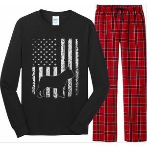 Retro French Bulldog American Flag Dog Dad Dog Mom Long Sleeve Pajama Set