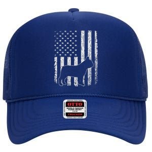 Retro French Bulldog American Flag Dog Dad Dog Mom High Crown Mesh Back Trucker Hat