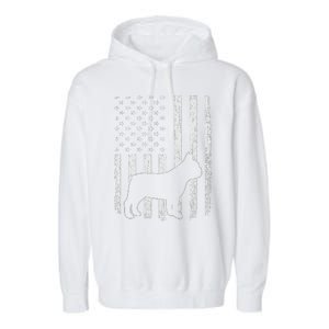 Retro French Bulldog American Flag Dog Dad Dog Mom Garment-Dyed Fleece Hoodie