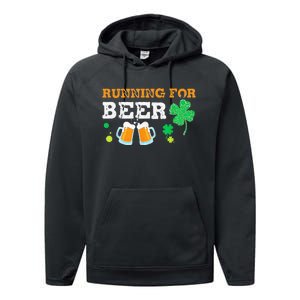 Running For Beer Funny St Patrick's Day Irish Performance Fleece Hoodie